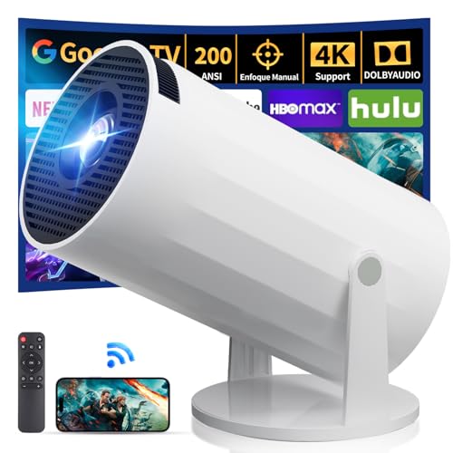 Consejos para Comprar Proyector Steren los 5 más buscados. 43 Fhrhig Proyector 4K, Mini Proyector Portatil con Android, Proyectores Inteligente 200 ANSI WiFi 6 y BT5.4, Auto Keystone, 270° Giro y 130' Pantalla, Sonido HIFI Cine Portátil...