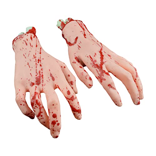 AKTOUR Set di chiavi per cani, mani e piedi, spaventoso, sanguinante, rotto, parti del corpo, decorazioni per Halloween, 4 pezzi (piedi e mani), giochi per bambini di 3 mesi (A, taglia unica)