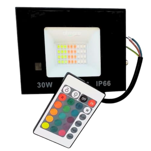 Refletor Led Colorido Rgb 30w IP66 Luminaria Holofote Prova D' Ag...