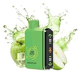電子タバコ 使い捨て 20000回吸引可能 大容量 爆煙 持ち運び便利 水蒸気タバコ ニコチンタールなし vape 禁煙補助に最適 (グリーンアップル・アイス)