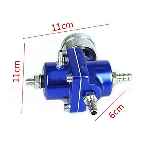 0-140 Psi Universal Adjustable Fuel Pressure Regulator Kit With Gauge Hose Blue Fpr 1 #TOP2