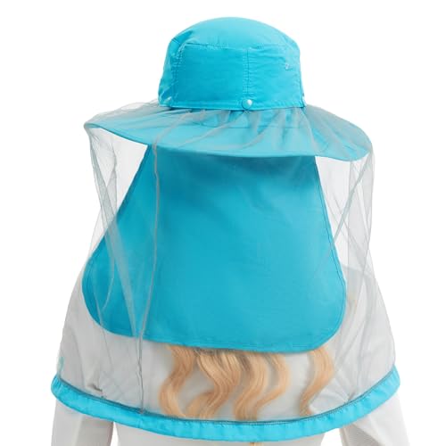 Image of BASSDASH UPF 50+ Mosquito Sun Hat with Hidden Head Net and Neck Flap for Men Women Outdoor Fishing Hiking Camping