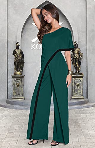Image of KOH KOH Womens 2026 One Off Shoulder Asymmetric Long Pant Jumpsuit Romper