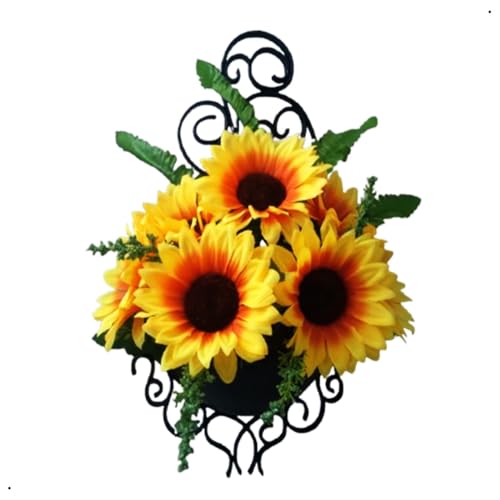 Arranjo de Girassol Artificial Com Vaso de Parede Montado Pronto