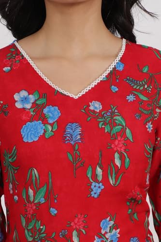 Image of W for Woman Pink Bold Geometric Printed Pure Cotton Straight Kurta