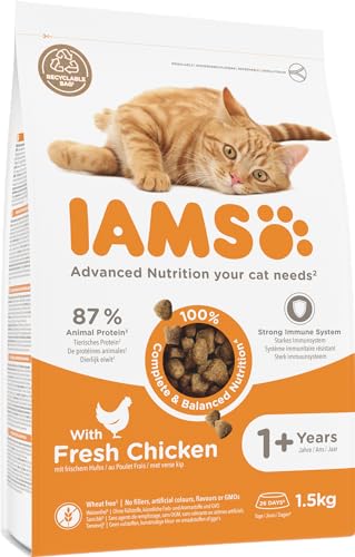 IAMS for Vitality Katzenfutter trocken Huhn - Trockenfutter für Katzen im Alter von 1-6 Jahren, 1,5 kg