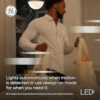 GE LED+ Motion Sensor LED Light Bulbs, 12W, Outdoor Security Lights, A21, Warm White (2 Pack)