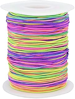 100m Elastic Beads Cord, Elastic Thread Cord Rainbow Beading String Cord for Making Necklace Bracelet, Kids Jewellery Craft Making, DIY Handmade Craft Jewelry, Braided Headband