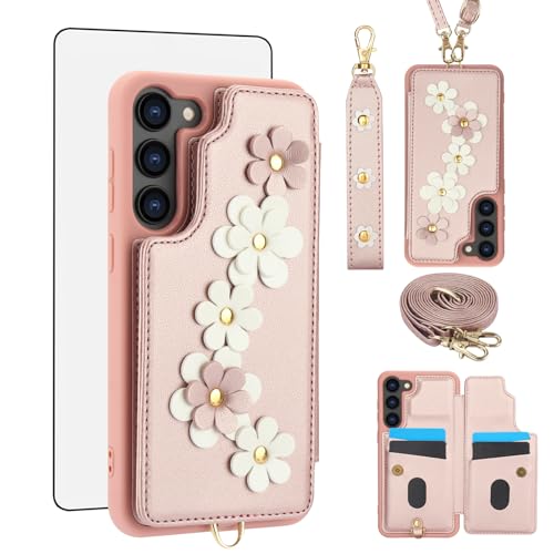 Évitez les rayures sur Samsung S23+ avec cet étui portefeuille floral