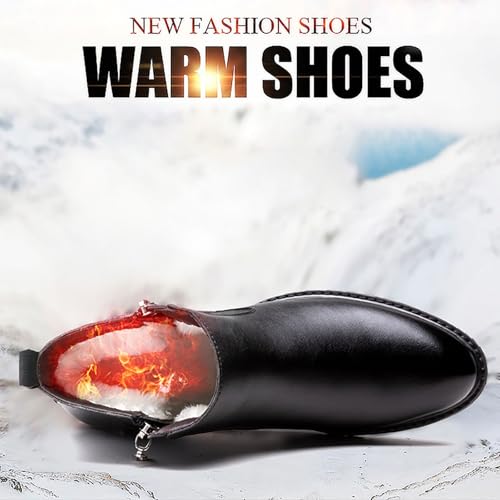 Men's Winter Wool-Lined Leather High-top Casual Dress Shoes, Premium Cowhide & Soft Wool Inside, Durable Anti-Slip Sole, Ideal for Casual Occasions3