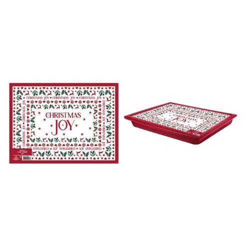 Cushioned Lap Tray with Beanbag Base Padded Surface for Laptops Meals Dining Work & Crafts Comfortable Lightweight (Assorted Designs) 44cm (Christmas Joy)