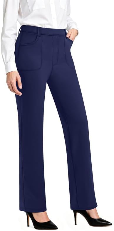 keriffe Womens Dress Pants High Waisted Business Casual Work Pants Pull On Slacks with Pockets