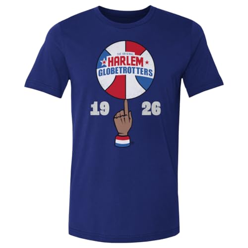 500 LEVEL Harlem Globetrotters Spinning Ball 1926 Shirt (Royal Blue Large)