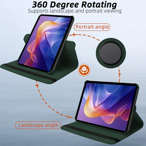 Image of TGK 360 Rotatable Smart Flip Cover for Xiaomi Redmi Pad 2 11 inch Tablet Case (Dark Green)