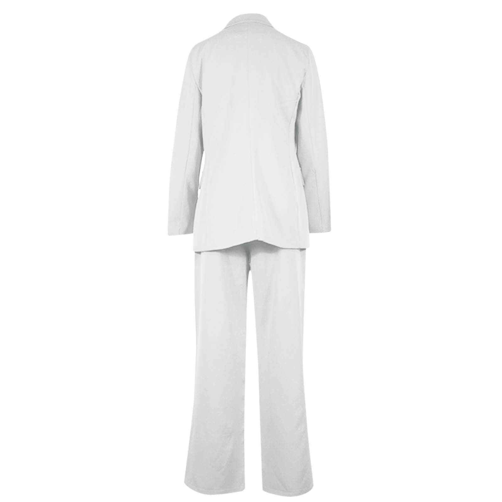 Vêtement formel pour femme, pantalon double boutonnage, ensemble 2 pièces ample, uni, blazer à manches longues, veste de costume à revers et pantalon large avec poches, vêtements de bureau