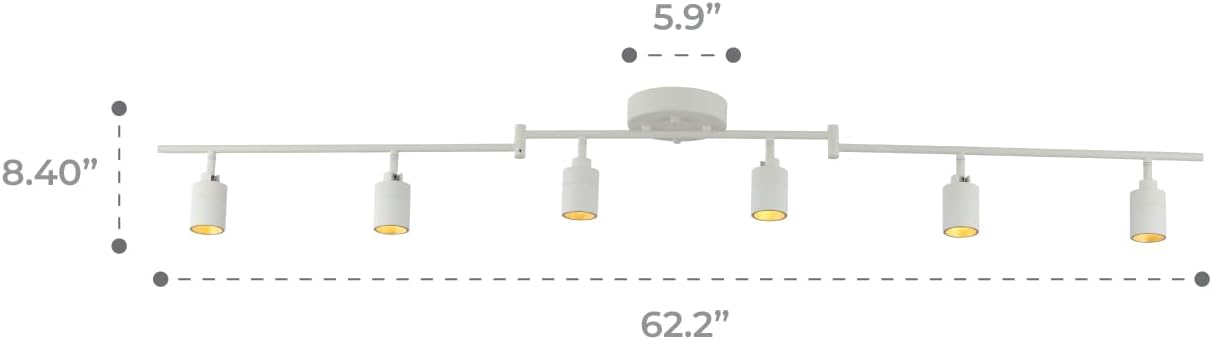 Shura White 6-Light Swivel Track Light with Rotatable Heads & Adjustable Arms, Integrated LED Bulbs, 5 ft. Ceiling Track Lighting Kit, 3000K, 3000 Lumens