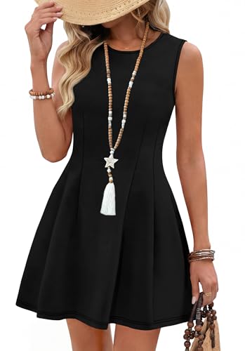 OFEEFAN Women's Summer Dresses Elegant Classy Spring Fashion Sundresses Little Black Cocktail Dress Teen Graduation Business Short Casual Work Outfits L