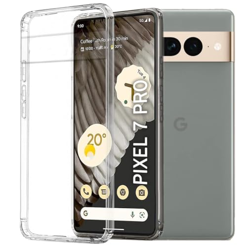 Image of KAPAVER Hybrid Shock Proof Series Back Cover Case Compatible with Google Pixel (PC+TPU) (Black) (Crystal Clear, Google Pixel 7 Pro)