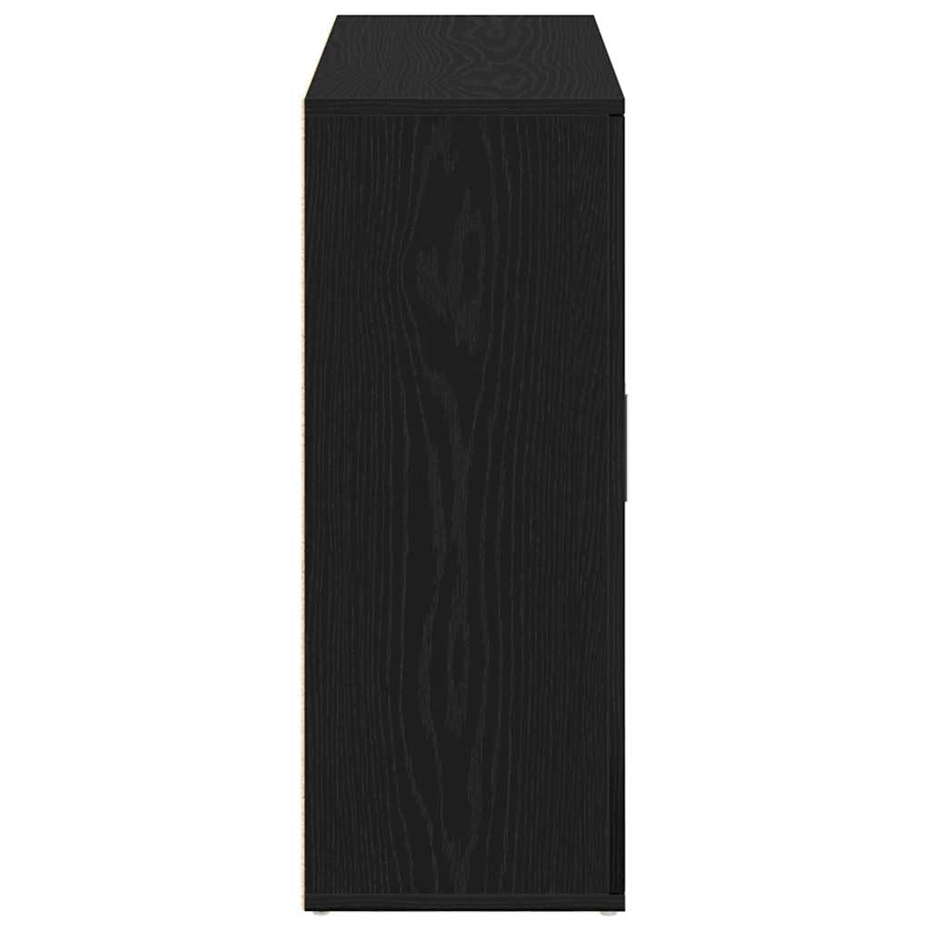 vidaXL Credenza Rovere Nero 91x29,5x75 cm Legno Massello di Argilla