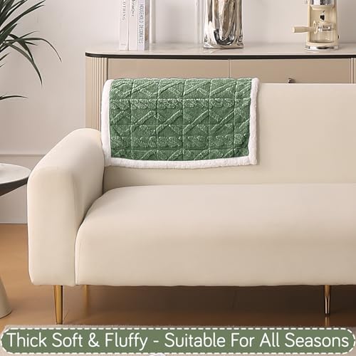 Image of HOKIPO 'Italian Caelora' Luxury Jacquard Plush Sofa Backrest Cover Mat 55x80 cm | Pack of 1 Anti Slip Backrest Mat, Sage Green (AR-6225-GRN)