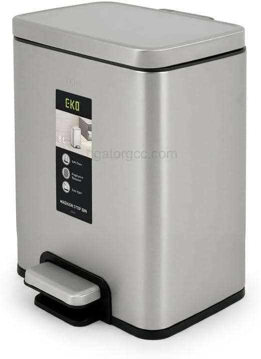 Stainless Steel Silver Pedal Trash Bin | Soft Close Waste Bin for Home, Office, Bathroom and Bedroom Use | 6 Liters