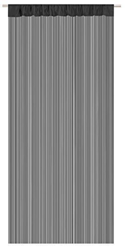Calidad Fadengardine Fadenvorhang Fadenstore 90x245 cm 6 colores beliebeig kürzbar, tela, negro, negro
