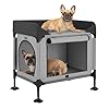 Veehoo Dog Bunk Bed, Dog Beds Attachment to Human Bed, Bedside Dogs Cot for Small, Medium Cats & Dogs, Pet Window Perch, Grey