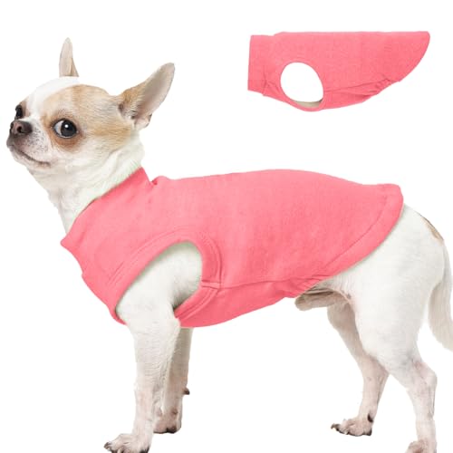 Image of Soft Fleece Dachshund Sweater for Cold Weather, Rosered, XS | Warm Sleeveless Small Dog Clothes, Stylish Pullover Sweatshirt for Mini Dachshunds, Chihuahuas,Autumn Winter Outdoor Wear