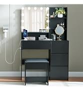 Alaxgumrol Makeup Vanity Set With LED Mirror & Lights - White Dressing Table, 4 Drawers, Power Outlet, USB Ports, Stool
