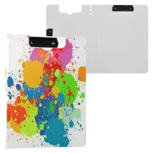 JUMBEAR Colored Lacquer Painting Clipboard A4 with Double Clips,Foldover Clip Board with Cover,Lightweight Personal Organiser Suitable forfor Hospital Office School Business Classroom Supplies