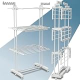 PORTENTUM Tendedero Vertical Plegable con 4 Niveles y 24 Barras de Secado –...