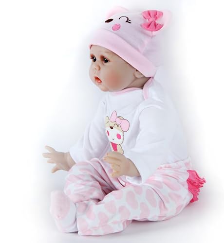 HUYRP Reborn Puppe 22 Zoll 55 cm Wiedergeborene Puppe Wiedergeborene Babypuppen Realistische Jungen und Mädchen Baby Puppen Geburtstag für eine Neugeborene Puppe – Bild 5