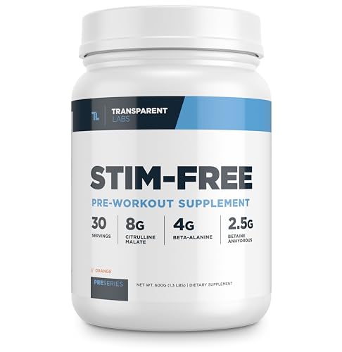 Image of Transparent Labs Stim-Free Pre-Workout - Caffeine & Stim Free Pre Workout Powder for Men and Women with Beta Alanine Powder, Citrulline Malate, & elevATP - 30 Servings, Orange