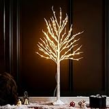 Wexo Palindrog Lighted Birch Tree, 6 FT Prelit White Artificial Christmas Trees with 144 Warm White LED Lights and Timer for Indoor Outdoor Garden Wedding Party Christmas Decoration