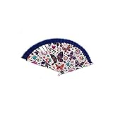 Complementos La Monsita Abanico de mujer mariposas, abanico madera pintado a mano, azulón