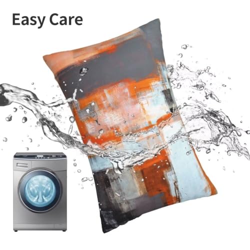 Aelmarnee PILLOWCASE--1.22-O-00.11 Grey Burnt Orange Abstract Art Painting Throw Pillow Cover Queen Size White Gray Lumbar Pillow Case Modern Soft Standard Pillow Cases With Zipper Decorative Cushion Cover For Bed,Sofa,20 Inchx30 Inch thumb #6