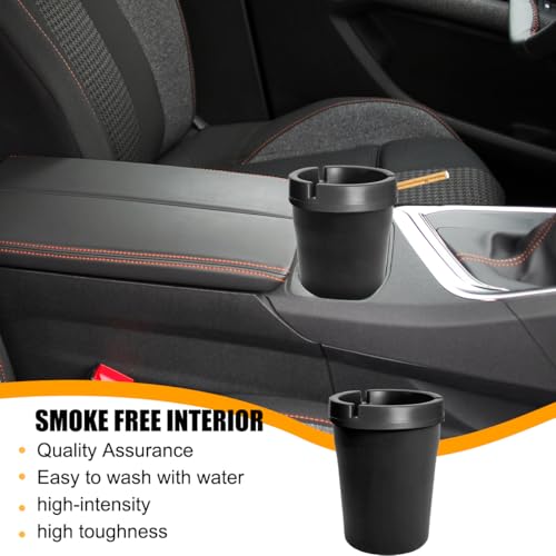 Image of Mandark Car Ashtray, 2PCS Smokeless Self-Extinguishing Vehicle Cigarette Trash Can, Smellproof Portable Automotive Ash Holder Organizer, Universal for Truck Home Office (Black)