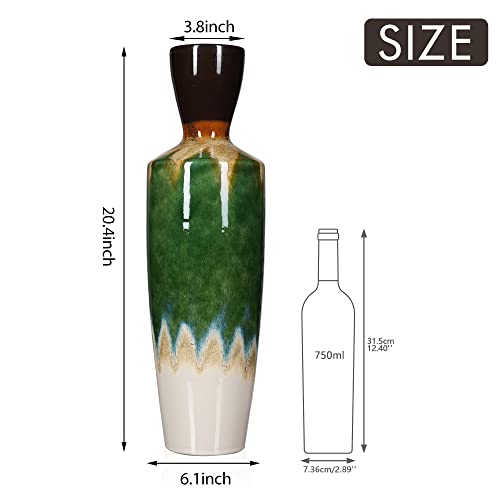 TERESA'S COLLECTIONS 20 inch Large Green Floor Vase for Home Decor, Tall Ceramic Decorative Vase for Living Room, Rustic Vase for Bedroom, Entryway, Mantel, Fireplace,Ideal Gifts for Mothers Day Decor - Image 6