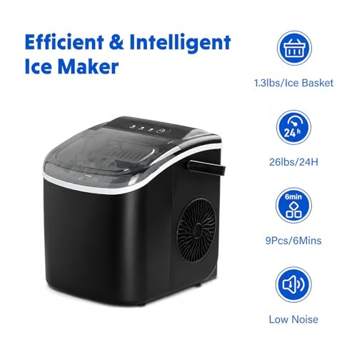 Fabricadora de Hielo Portátil 9 Cubos 26 lbs por Día Negra miniatura 4