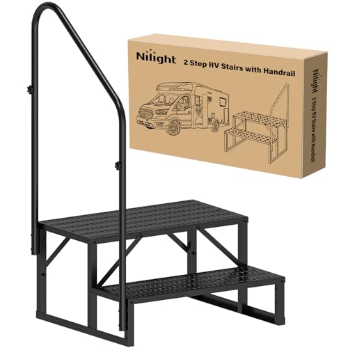 Nilight RV Steps with Handrail, 2 Steps Hot Tub Steps Outdoor RV...