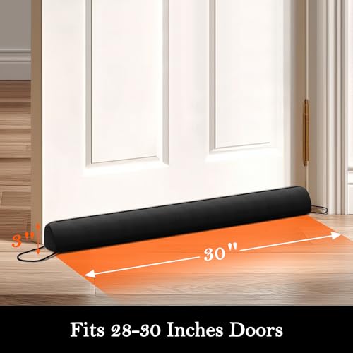Image of Sunolga Door Draft Stopper, Removable Washable Cover, 30 inch, Black