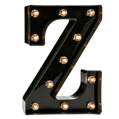 Image of Pooqla Black Light Up Letter Z, Marquee Letters Black Room Decor | LED Lighted Letters Birthday Party Decorations, Gifts for Boys Men Christmas Anniversary Night Light Home Bar Room Decoration