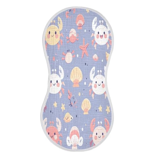Kigai Cute Crabs Baby Burp Cloths Extra Soft and Absorbent Burping Rags Cotton Burping Clothes Baby Washcloths for Newborn Boys Girls - 1 Pack