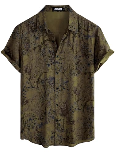 Image of JOTOOK Mens Hawaiian Shirt Short Sleeve Button Down Tropical Shirts Casual Floral Summer Beach Shirt