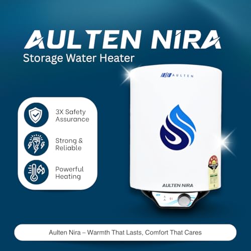Image of Aulten 15L 2000W Storage Water Heater (Geyser) with Glassline Tank, Copper Heating Element, 8 Bar Pressure and Triple Safety Shield