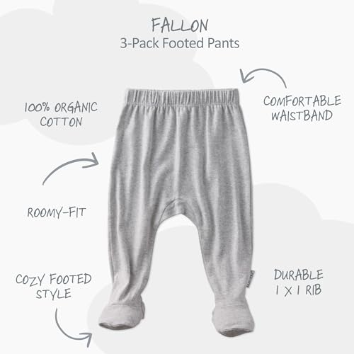 Unisex-Baby Fallon 3-Pack Footed Pants 100% Organic Cotton Bottoms for Baby Boys & Girls - Image 3