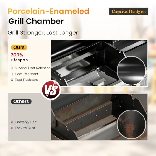 Image of Captiva Designs 3 Burner Gas Charcoal Combo Grill with Offset Smoker, Black
