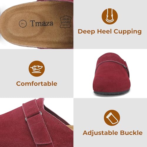 Tmaza 100% Genuine Suede Clogs for Women WineRed 9 by Tmaza - Used condition - Image 6