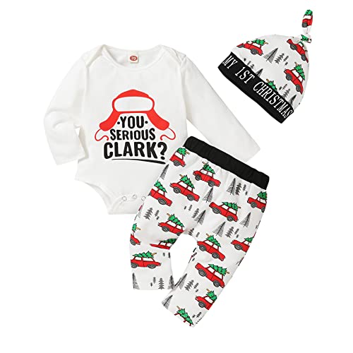 Image of YOUNGER STAR Family Christmas Newborn Baby Xmas Car Romper Pants+Xmas Hat Coming Home Outfits Set