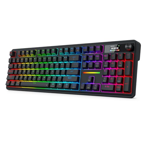 Image of Redragon K762 Wireless Gasket Gaming Keyboard w /Hype Screen & Knob, 104 Keys Mechanical Keyboard, Easy-Control 1.14'' TFT Info Display, 5-Layer Noise Dampening, Round PBT Keycaps, Custom Linear Switch